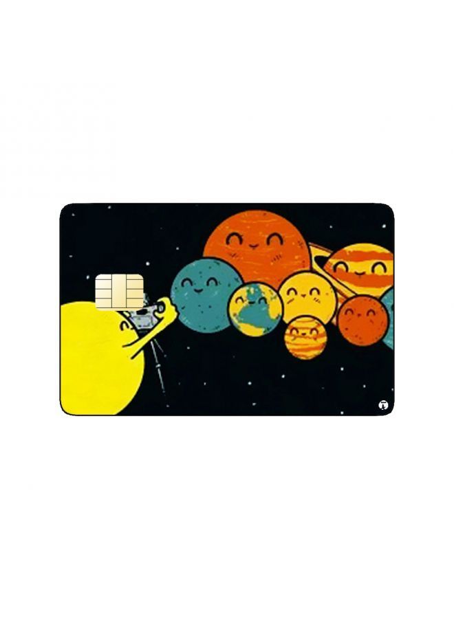 RKN PRINTED BANK CARD STICKER Cute Solar System Planets Taking Picture - Image 1