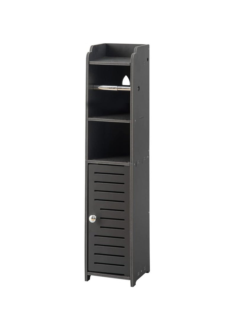AOJEZOR - Toilet paper holder, bathroom storage cabinet, multifunctional tissue organizer, universal for any space, PVC material, height 76 cm (30 inches), black - Image 1
