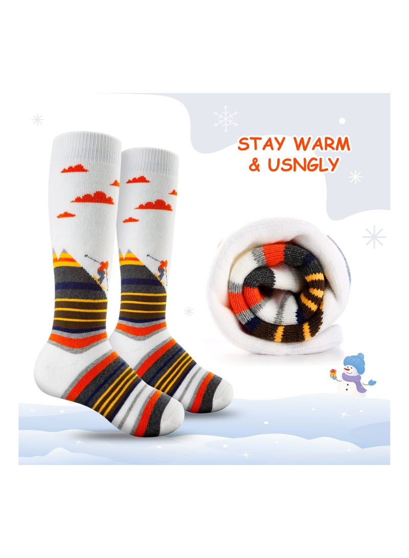 SYOSI Ski Socks Kids Winter Warm Socks, 2 pair Skiing Snowboard Skating Socks for Boys and Girls Toddler 2 Color  - Image 2