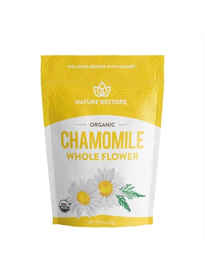 Nature Restore Organic Chamomile Whole Flower, Loose Leaf, Tea Leaves, 4oz (Packaging may vary) - Image 1