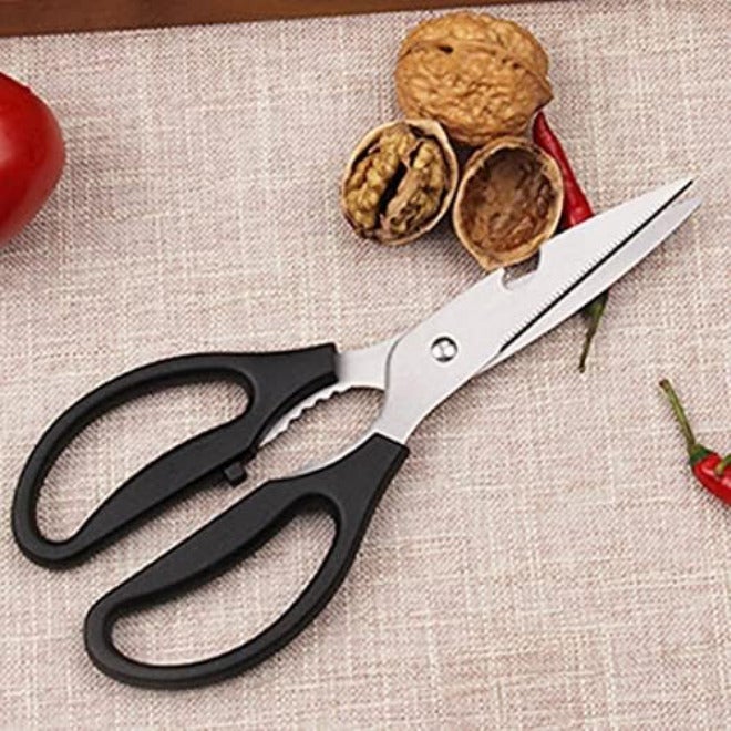 Kitchen Scissors Multifunctional Scissors Cutt Cut Vegetables and Open Bottle Caps Clamp Walnuts Colour: Black - Image 3