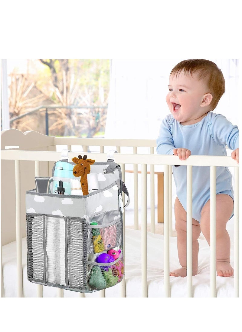 KASTWAVE - Diaper Caddy Hanging Diaper Caddy Organizer Hanging Nursery Nappy Organiser Diaper Holder Caddy Stacker for Baby Crib Changing Table Playard Wall Baby Shower Bedside Storage Grey - Image 1