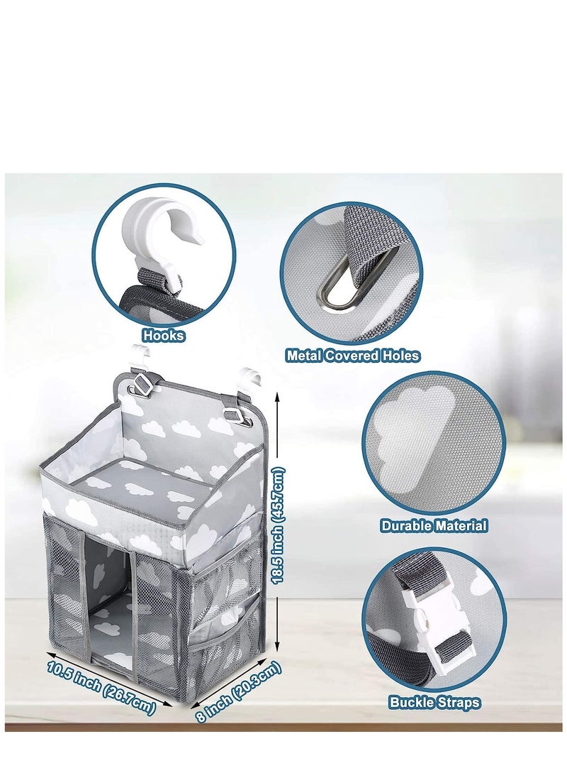 KASTWAVE - Diaper Caddy Hanging Diaper Caddy Organizer Hanging Nursery Nappy Organiser Diaper Holder Caddy Stacker for Baby Crib Changing Table Playard Wall Baby Shower Bedside Storage Grey - Image 1