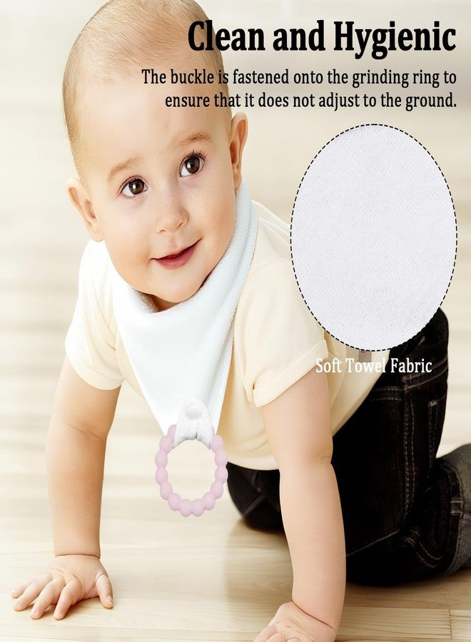 CUXFLS Organic Cotton Baby Drool Bibs 4-Pack with 2 Round Teething Toys for for 0-24 Months Super Absorbent Drool Protection(Color B) - Image 5