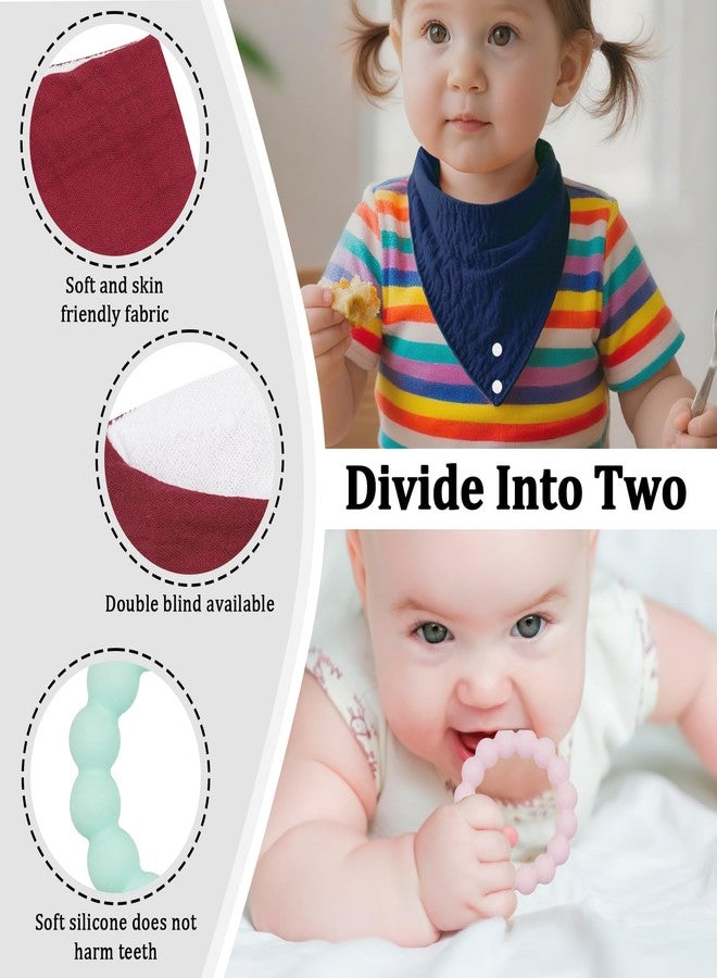 CUXFLS Organic Cotton Baby Drool Bibs 4-Pack with 2 Round Teething Toys for for 0-24 Months Super Absorbent Drool Protection(Color B) - Image 4