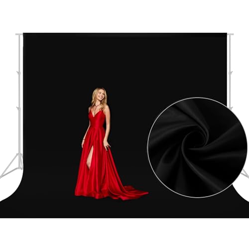 Aimosen 10x10 FT Black Backdrop Background for Photography, Large Photo Backdrop Curtain Drapes, High Density Polyester Fabric Screen for Party Portrait Photoshoots Booth Video Studio - Image 1