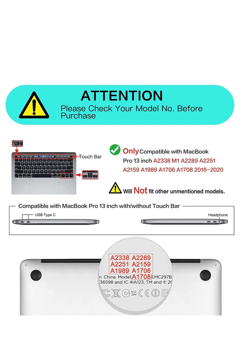 Case Compatible with New MacBook Pro 13 Inch M2 A2338 A2251 M1 A2289 A2159 A1989 A1706 2024 2023 2022-2017 with Touch Bar Plastic Hard Shell Case Cover (Clear) - Image 2