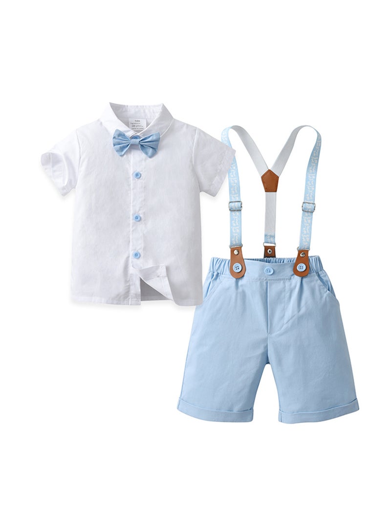 Cross-border children's clothing primary source of baby's suspenders three-piece Children's suit summer short-sleeved clothes boys summer clothes - Image 4
