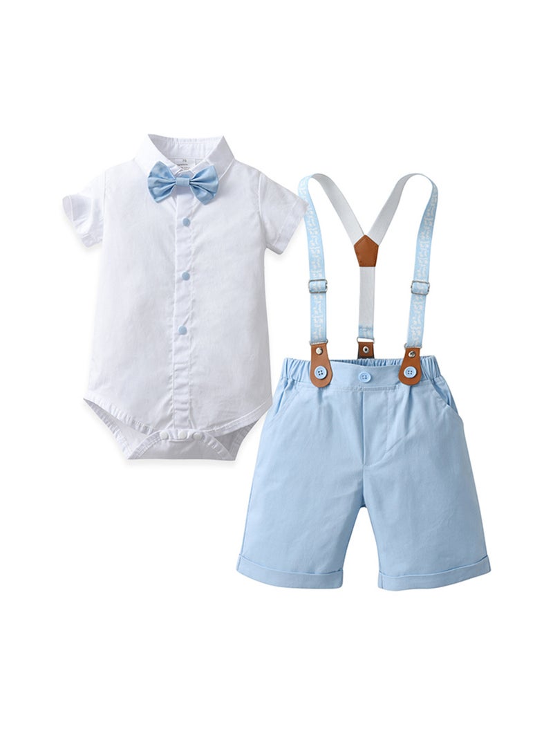 Cross-border children's clothing primary source of baby's suspenders three-piece Children's suit summer short-sleeved clothes boys summer clothes - Image 5
