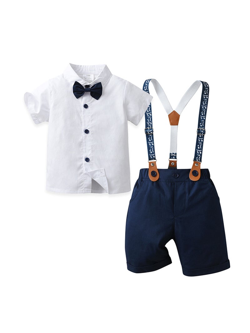 Cross-border children's clothing primary source of baby's suspenders three-piece Children's suit summer short-sleeved clothes boys summer clothes - Image 3