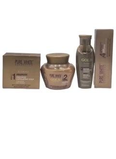 Pure White Cosmetics Gold Glowing Skin Care Collection 4 Pieces 