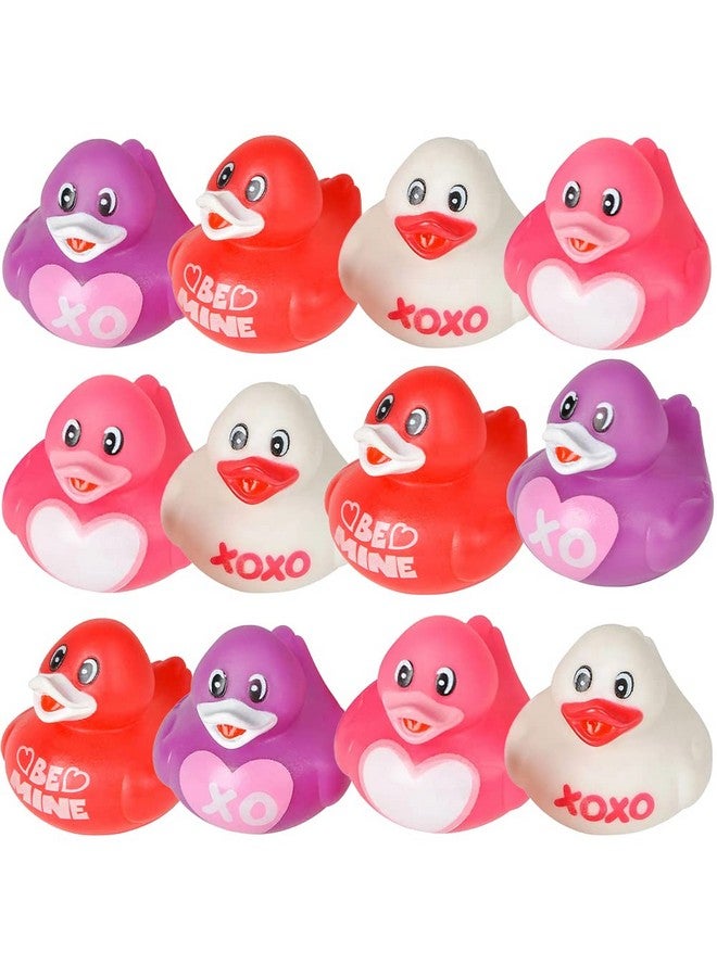 ArtCreativity 2-Inch Valentine's Rubber Duckies, Pack of 12, Cute Valentine Bath Toys, Fun Rubber Duckies for Bath, Pool, or Party Decorations, Perfect Valentine’s Day Party Favors - Image 1