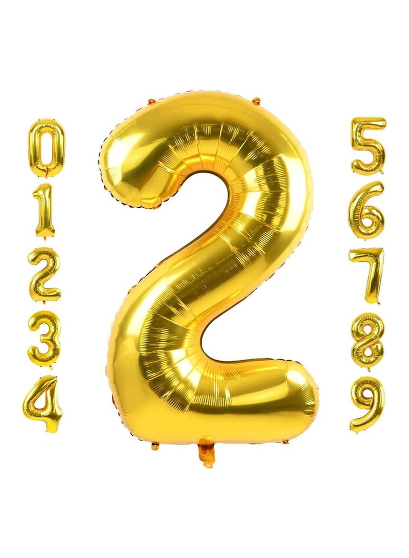 Goldedge Goldedge Number 2, 32 Inch Number Balloons Foil Gold - Glamorous Party Decorations for Birthdays, Anniversaries, and Special Events  - Image 1