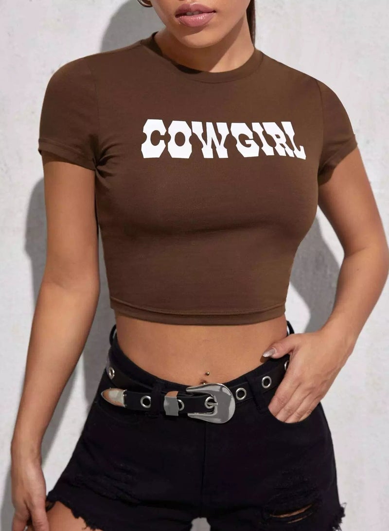 Letter Graphic Crop Tee  - Image 1