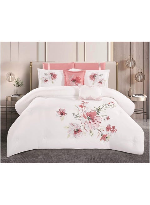 Nephrine quilt set, microfiber embroidered bedspread, consisting of 8 pieces, king size quilt, 240 x 260 cm.