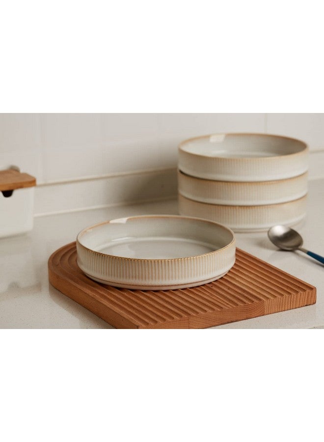 العلامة التجارية: فاميوير مجموعة أطباق معكرونة ستار من فاميوير، 7.5 بوصة، مجموعة أطباق سلطة من 4 قطع، طلاء تفاعلي مزدوج، قابلة للتكديس، مثالية لصديقك في حفلات الانتقال إلى منزل جديد، والمهرجانات، بلون أبيض كابتشينو - Image 1