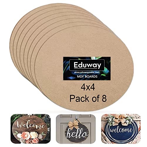 Eduway® 4 Inch Round MDF Board for Mandala, Lippan, Resin Art & Craft, 4mm Thick,Pof 8 Premium Cardboard Material for Artists, Art & Craft - Hard Cutout in Small and Large Sizes (10X10 cms) - Image 3