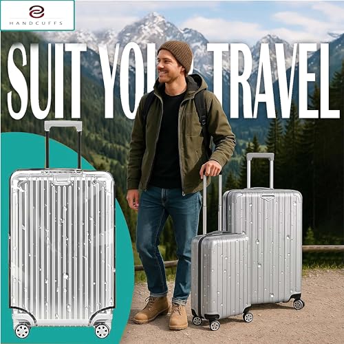 Handcuffs 20 Inches Trolley Bag Cover Transparent Suitcase Bag Covers Waterproof Dustproof Luggage Cover Zippered Clear PVC Suitcase Covers Protectors - Image 3