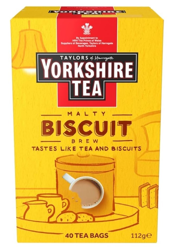 Yorkshire Tea Malty Biscuit Brew - 40 Tea Bags (112g) - A Unique Blend of Tea and Biscuit Flavor - Image 1