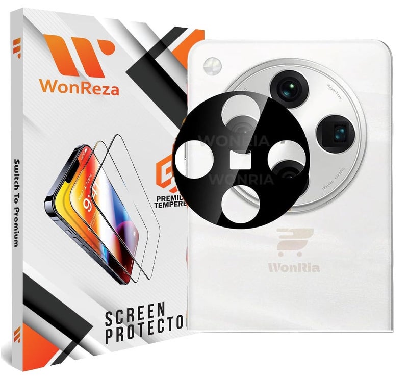 WonReza حماية زجاج الكاميرا الخلفية لهاتف أوبو فايند X8 برو 5G [3D بريميوم] واقي عدسة الكاميرا (أسود) - Image 1