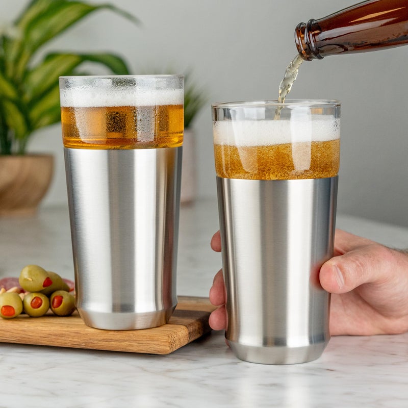 Elevated Craft Hybrid Vacuum Insulated Stainless Steel Base with Removable Pint Glass Insert, Ideal Insulation for Beers & Cold Beverages with Built-in Bottle Opener, Durable & Stylish, Steel (16 oz) - Image 5