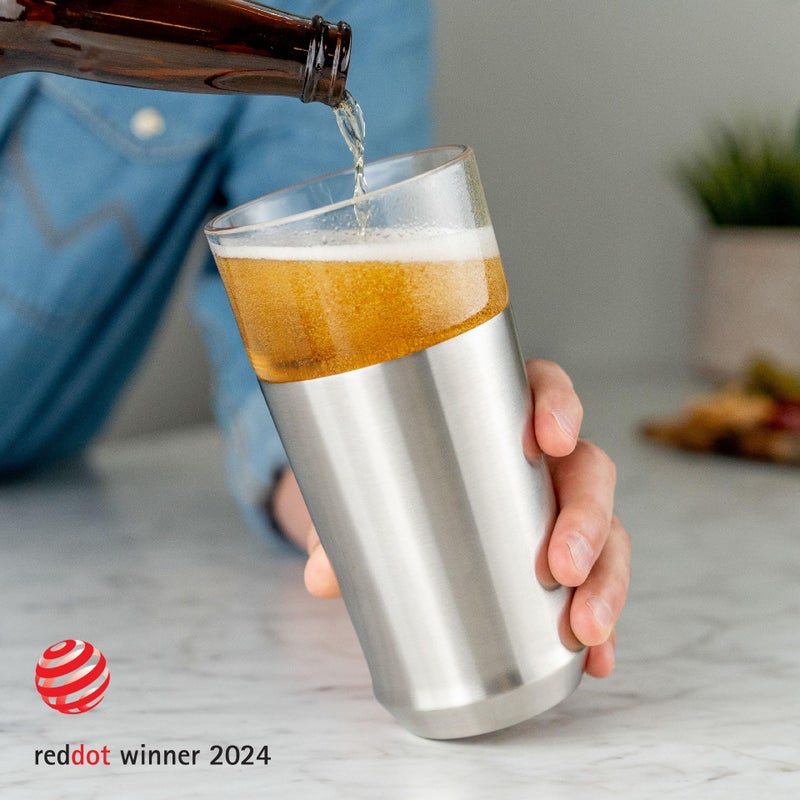 Elevated Craft Hybrid Vacuum Insulated Stainless Steel Base with Removable Pint Glass Insert, Ideal Insulation for Beers & Cold Beverages with Built-in Bottle Opener, Durable & Stylish, Steel (16 oz) - Image 4