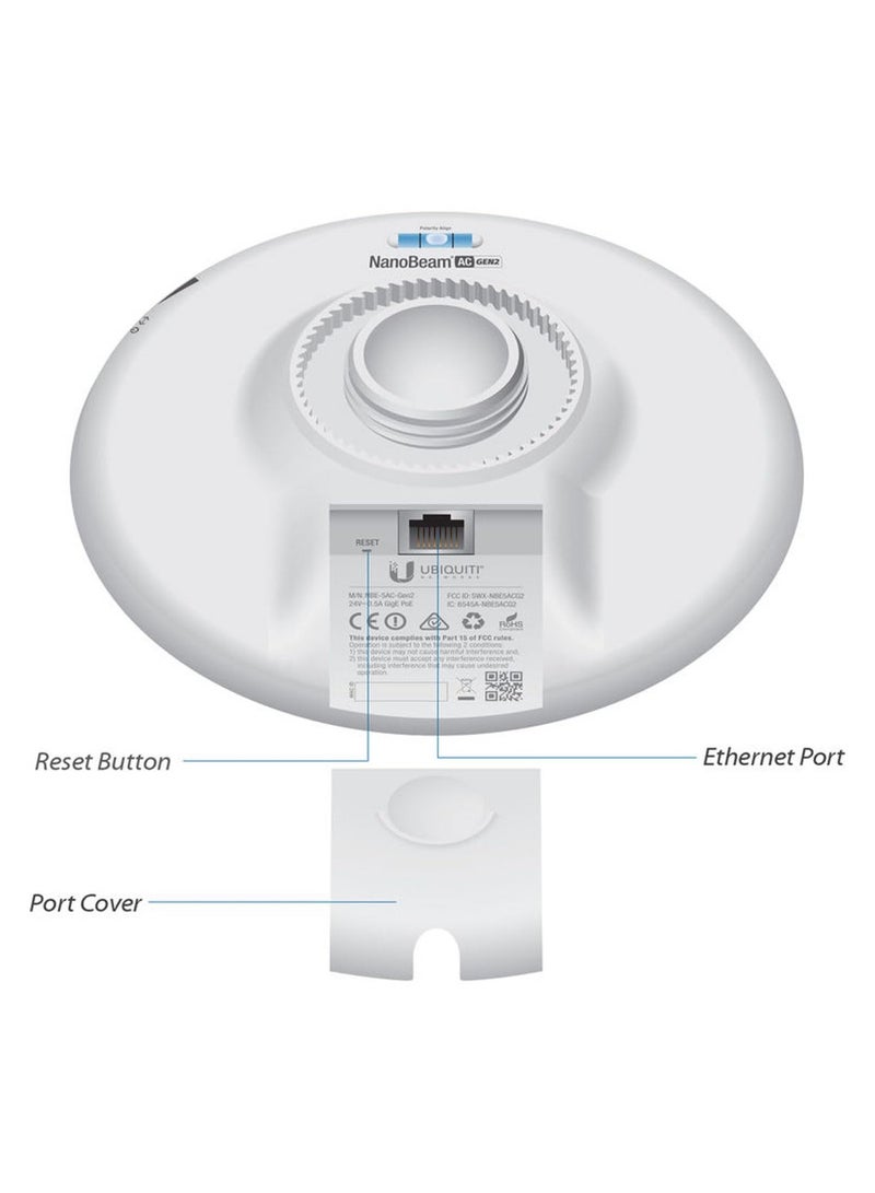UBIQUITI Networks NBE-5AC-GEN2 NanoBeam ac Gen2 airMAX ac CPE with Dedicated Management Radio, 450+ Mb/s Throughput, 2 x 10/100/1000 ETH Ports, Wi-Fi Radio for Mgt, NBE-5AC-GEN2 - Image 5