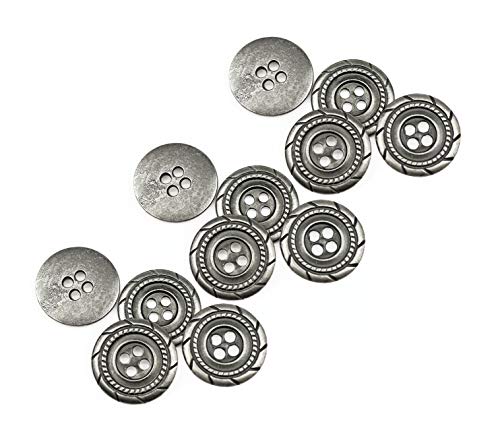 RECHERE 12 PCS Antique Braided Pattern Metal Flat Buttons 4-Hole Craft for DIYS Sewing Embellishment (Antique Silver,18mm) - Image 3