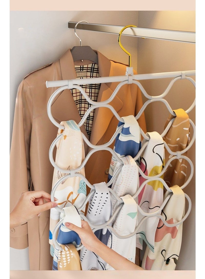 Scarf organizer, 4-layer foldable space-saving hanger, non-slip plastic hanger, 1 piece, suitable for wardrobe organization. - Image 2