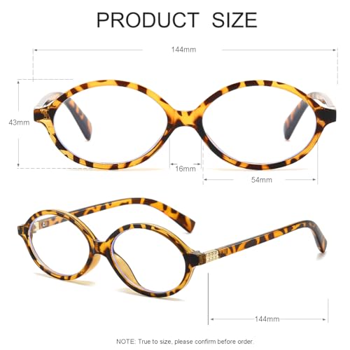 JOVAKIT Retro Oval Blue Light Blocking Glasses for Women Vintage Fashion 90s Small Oval Frame Eyeglasses (Tortoise) - Image 4