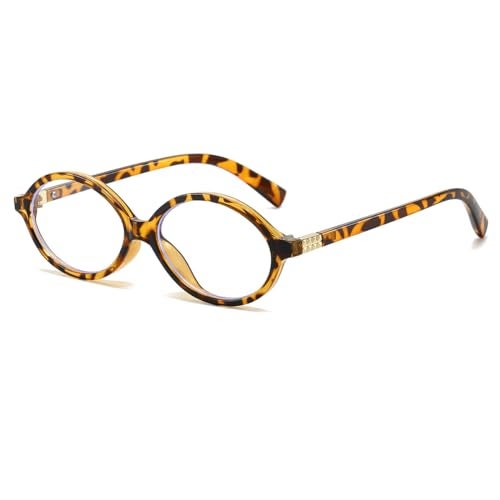 JOVAKIT Retro Oval Blue Light Blocking Glasses for Women Vintage Fashion 90s Small Oval Frame Eyeglasses (Tortoise) - Image 1