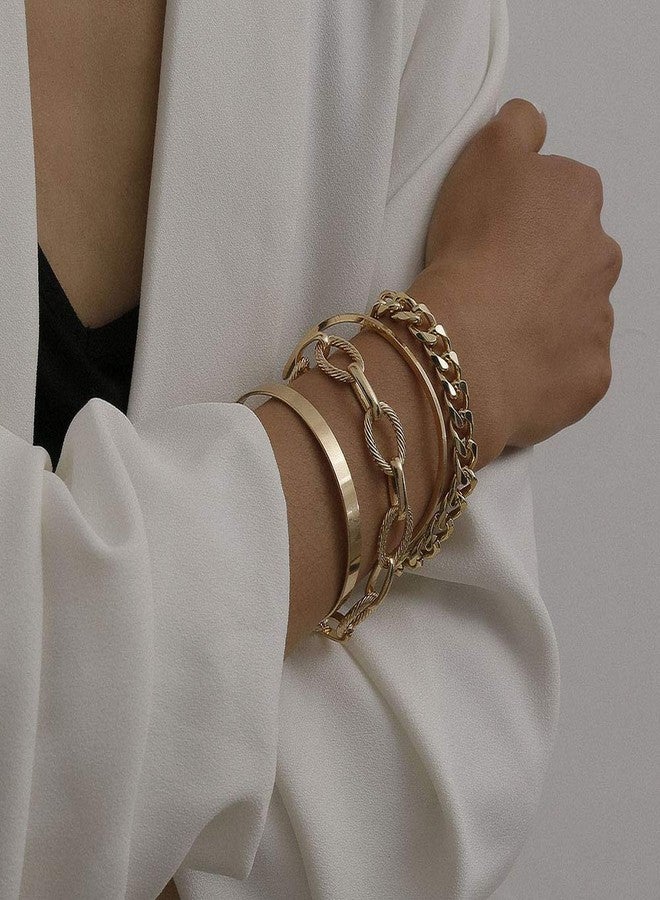 Denifery Gold Chain Bracelet Cuban Link Bracelet Gold Charm Bracelet for Women - Image 2