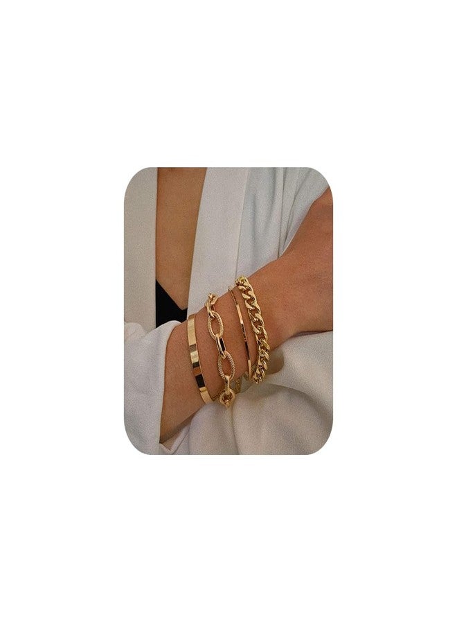 Denifery Gold Chain Bracelet Cuban Link Bracelet Gold Charm Bracelet for Women - Image 1