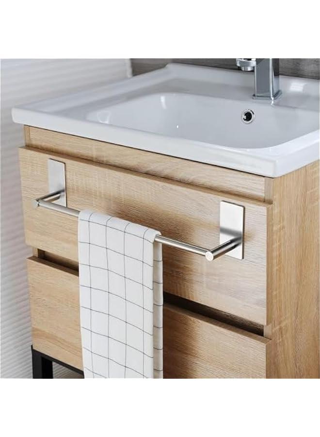HOOKOR Self Adhesive 16-Inch Bathroom Towel Bar Brushed SUS 304 Stainless Steel Bath Wall Shelf Rack Hanging Towel Stick On Sticky Hanger Contemporary Style  - Image 2