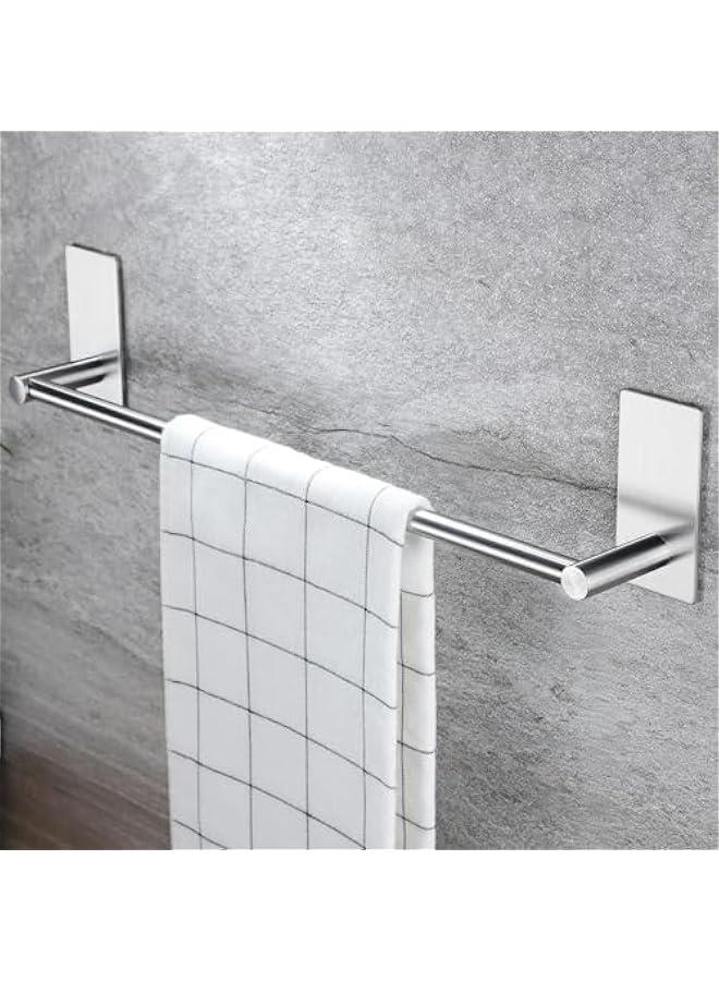 HOOKOR Self Adhesive 16-Inch Bathroom Towel Bar Brushed SUS 304 Stainless Steel Bath Wall Shelf Rack Hanging Towel Stick On Sticky Hanger Contemporary Style  - Image 1