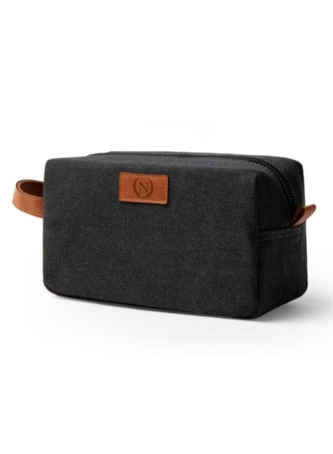Janhavi Toiletry Bag For Men Waterproof Personalized Laser Engraved Initials Wheat Ear Make Up Bag Traveling Mens Accessories Organizer Mens Travel Bag Toiletry Gifts for Him Dark Grey N - Image 1