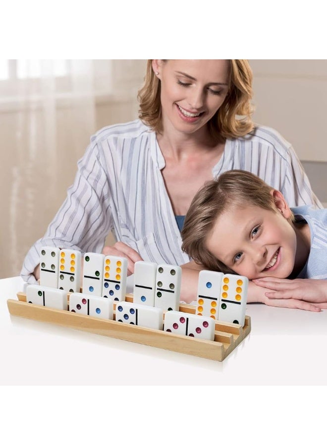 Exqline Wooden Domino Racks Set of 8 Premium Domino Trays Holders Organizer for Mexican Train Chickenfoot and Other Domino Games - Dominoes NOT Included - Image 3