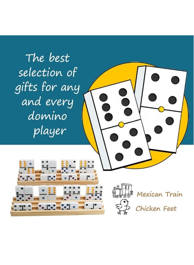 Exqline Wooden Domino Racks Set of 8 Premium Domino Trays Holders Organizer for Mexican Train Chickenfoot and Other Domino Games - Dominoes NOT Included - Image 5