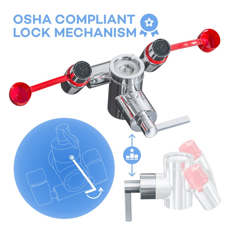 Skywin Eye Wash Station OSHA Approved - Fast Activating Faucet Mounted Eye Wash Station Sink Attachment-1X Non Stop Flow Eyewash Station & Eyewash Sign,3X Common Sink Adapter,2X Inspection Tags - Image 2