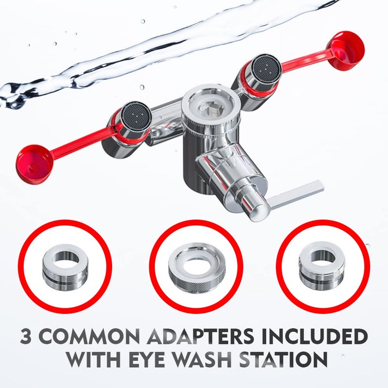 Skywin Eye Wash Station OSHA Approved - Fast Activating Faucet Mounted Eye Wash Station Sink Attachment-1X Non Stop Flow Eyewash Station & Eyewash Sign,3X Common Sink Adapter,2X Inspection Tags - Image 5