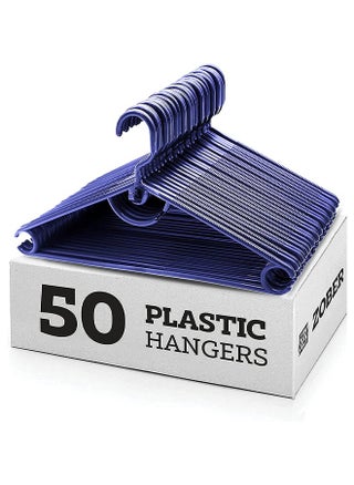 Standard White Plastic Hangers Pack of 50 With Strap Hooks, Durable & Slim, Light-Weight For Shirts, Pants, Dresses Hangs upto 5.5 lbs - pzsku/Z4C76C7A62A40F30FA982Z/45/_/1716013252/4e4ec9a2-5cf3-4862-9dd5-10f31f394833