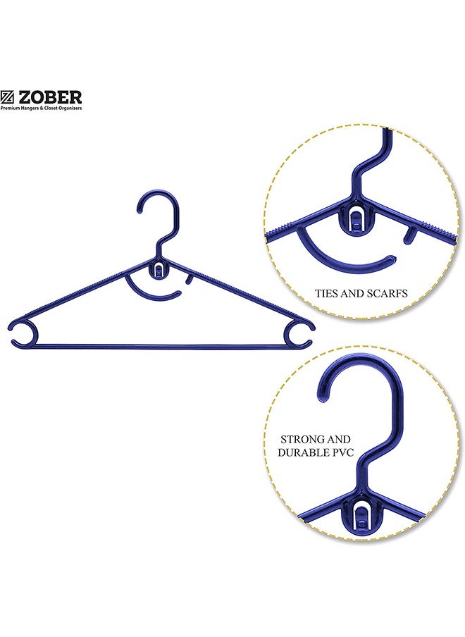 ZOBER - Standard White Plastic Hangers Pack of 50 With Strap Hooks, Durable & Slim, Light-Weight For Shirts, Pants, Dresses Hangs upto 5.5 lbs - Image 1