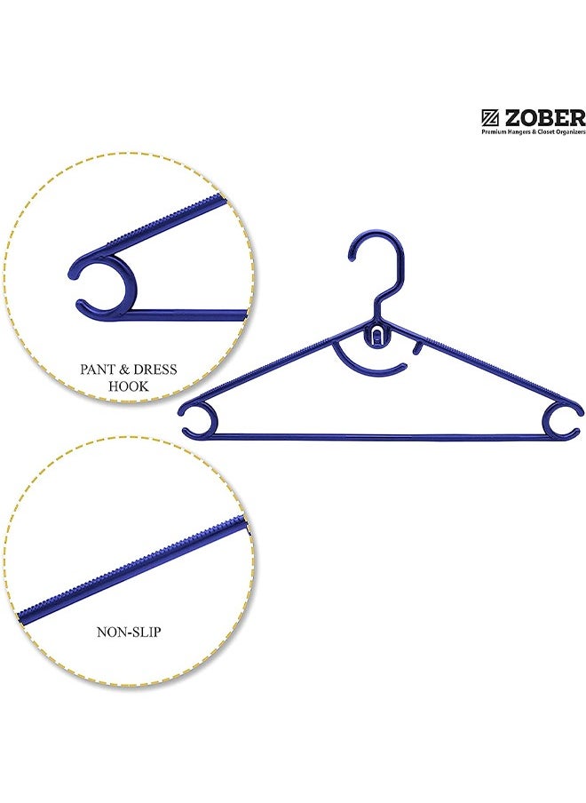 ZOBER - Standard White Plastic Hangers Pack of 50 With Strap Hooks, Durable & Slim, Light-Weight For Shirts, Pants, Dresses Hangs upto 5.5 lbs - Image 1