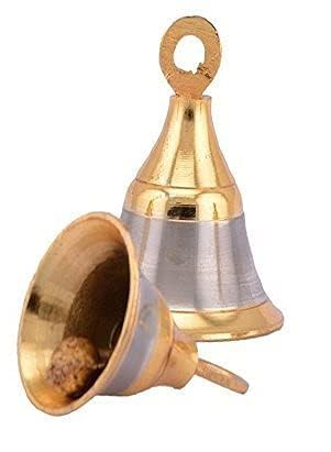 Denique Brass Decorative Hanging Bell for Festival HomeOffice Temple Decoration 4 CM Gold SilverPack of 6 - Image 4