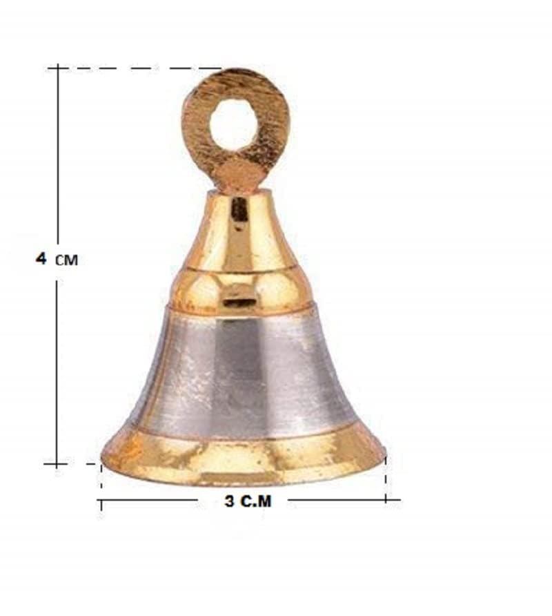 Denique Brass Decorative Hanging Bell for Festival HomeOffice Temple Decoration 4 CM Gold SilverPack of 6 - Image 2