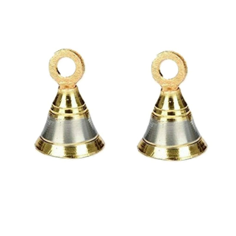 Denique Brass Decorative Hanging Bell for Festival HomeOffice Temple Decoration 4 CM Gold SilverPack of 6 - Image 1