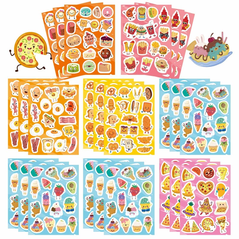 DUJAA 363PCS Cute Food Theme Stickers Including Pizza Bacon Eggs Hot Dogs Buns Fries Burgers Ice Cream Cake Reward Stickers for Classroom Teacher Parents - Image 2
