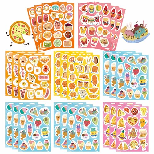DUJAA 363PCS Cute Food Theme Stickers Including Pizza Bacon Eggs Hot Dogs Buns Fries Burgers Ice Cream Cake Reward Stickers for Classroom Teacher Parents - Image 1