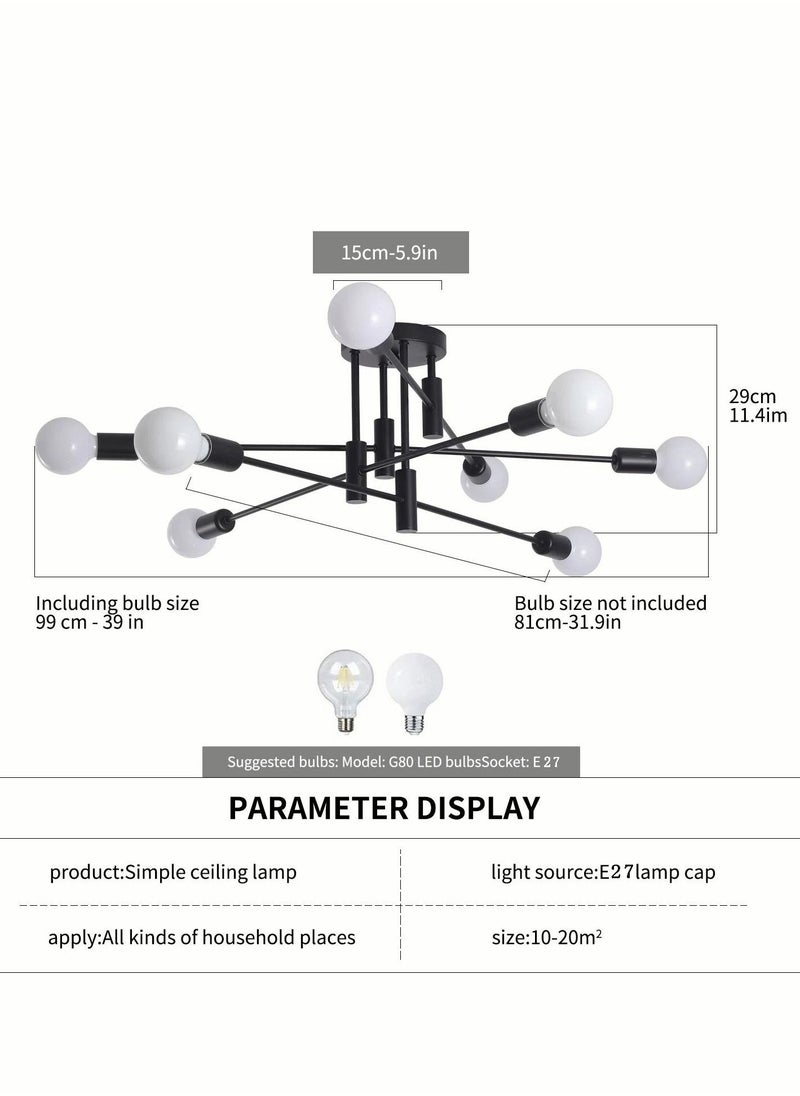 Haikomin - Mid Century Sputnik Chandelier Modern Ceiling Lighting 8 Lights Adjustable Industrial Mount Pendant Light Fixture For Kitchen Living Dining Room Bedroom Foyer - Image 1