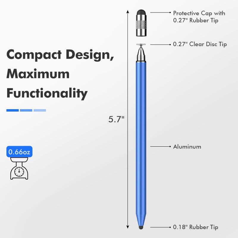 MEKO 3 in 1 Stylus Pens for Touch Screens, High Sensitivity & Precision Capacitive Stylus Pencil for Apple iPad iPhone Tablets Samsung Galaxy All Universal Touchscreen Devices (2 Pack-Black/Blue) - Image 3